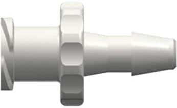 Luer to Hose Barb Fitting, Straight Adapter, White Nylon, Female Luer Thread x 200 Series Barb 3/32 (in) ID: 25/Pk