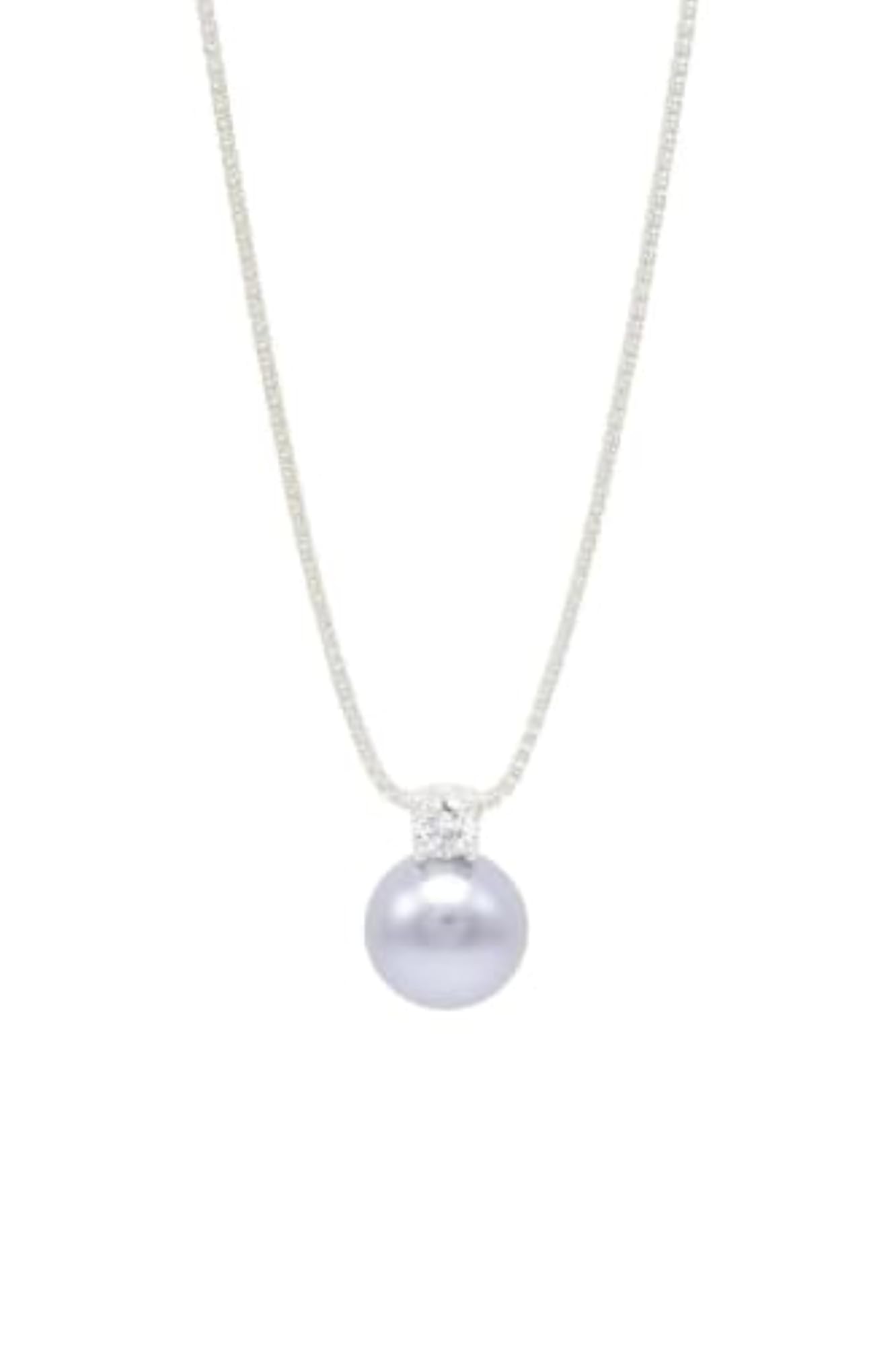 Women's 925 Sterling Silver Grey Pearl Necklace, Gift for Her