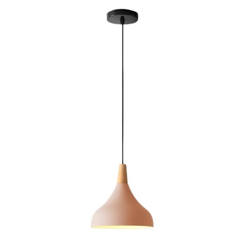Lámpara colgante nórdica de madera E27 semicircular rosa ajustable
