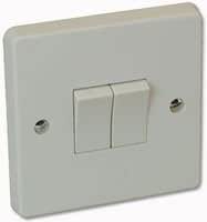 CRABTREE 4172 10AX 2 Gang 2 Way SP Light Switch, White