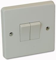 CRABTREE 4172 10AX 2 Gang 2 Way SP Light Switch, White