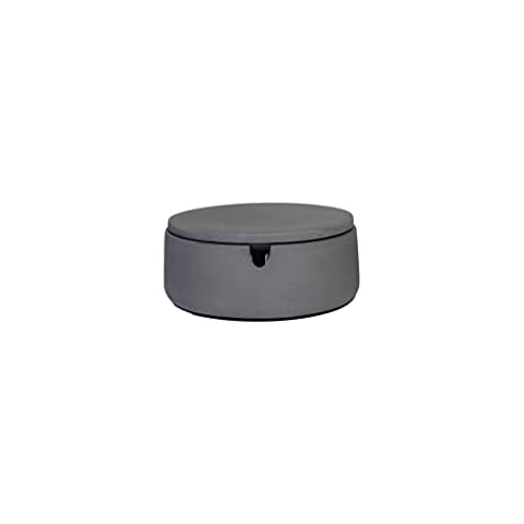 anaan ‘BO’ Ashtray with Lid for Cigarettes of Concrete Outdoor Home Windproof Small Round Geometric Modern Design Ø 3.5"x1.96" Cover