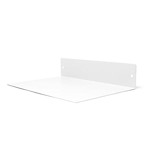 Buhbo Floating Shelf Wall Mounted (8 Inch X 12 Inch) Heavy Duty Industrial Modern Steel, White #TOP18