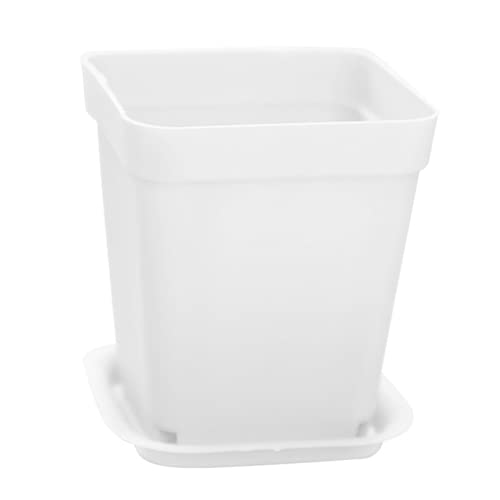 Generisch Singolo quadrato mini vaso di plastica bianca con vassoio decorazione casa ufficio giardino incontrare stretto UN design intelligente