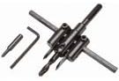 Carbide Tip Adjustable Circle Cutter with Plain Brad Point Drill, 4mm Hex Key Wrench, 1-1/4'' Drill Bit and 2 Cutting Blades