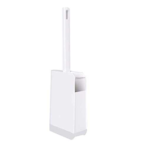 Toilet Brush Plastic Toilet Brush Holder Arc Shape Long Handle Soft Hair Toilet Cleaning Set Home Bathroom Toilet Brush and Holder Toilet Tools (Bianco)