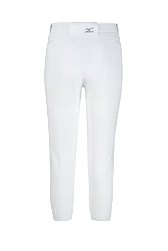Mizuno Girls Youth Belted Low Rise Fastpitch Softball Pant, White, Youth Medium #TOP1
