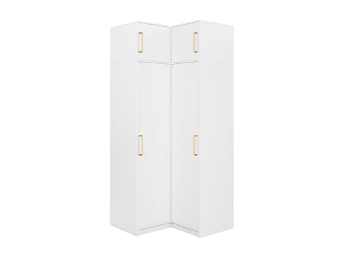 Vente-unique-Armario esquinero de 2 Puertas - An. 115 cm - Blanco + Elevación - Lizandro