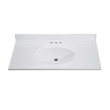 LOCALAND 37 Inch Integrated Vanity Top, Cultured Marble Bathroom Vanity Top with Oval Sink, 4 Inch Centerset Faucet Hole with Integrated Backsplash Vanity Sink Top in White