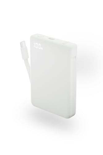 CIO Mate PowerBank002 モバイルバッテリー マグネット吸着 USB-C ケーブル内蔵 5000mAh (ナチュラルホワイト) 15W 急速充電 小型 軽量 タイプC iPhone Android スマートフォン その他各機種対応 [ワイヤレス充電非対応]