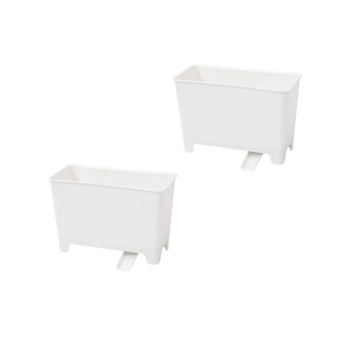 Caneca de basura plástica para cocina con drenaje, 2 piezas blancas