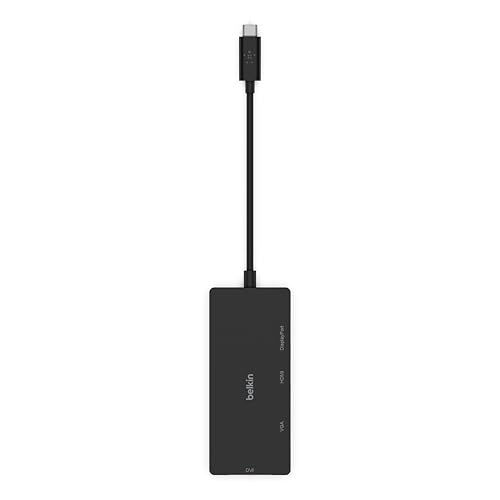 Image of Belkin USB-C Multi Port Display Adapter (with Tethered USB-C Cable) - Connectivity for USB-C to DVI Port, VGA Port, 4K HDMI Port, Compatible with Mac and Windows laptops and Other USB-C Devices
