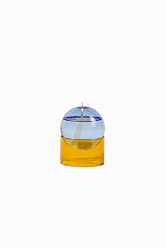 STUDIO ABOUT - Standing Oil Bubble Low Tube - Amber/Orange - Stehende öllampe aus Glas - Bunte Öllampen im Glas - Mundgeblasen Handgefertigt Ölleuchte - Deco Öllampe Glas aus Borosilicate Buntglas Cover