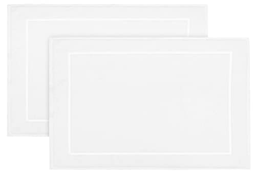 ZOLLNER 2er Set Badevorlagen, Badematten, 50x70 cm, Baumwolle, weiß