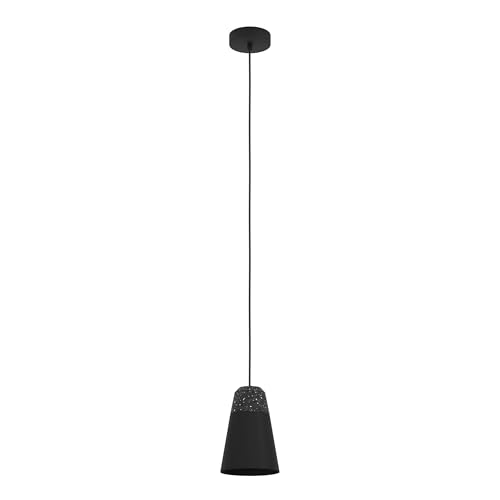 EGLO Pendelleuchte Canterras, 1 flammige Hängelampe, Hängeleuchte aus Terrazzo in Grau Weiß, Metall in Schwarz, Esstischlampe, Wohnzimmerlampe hängend, E27