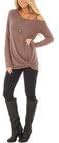 YOINS Women Cold Shoulder Long Sleeves Tops Crossed Front Loose Fashion Fit Tshirt