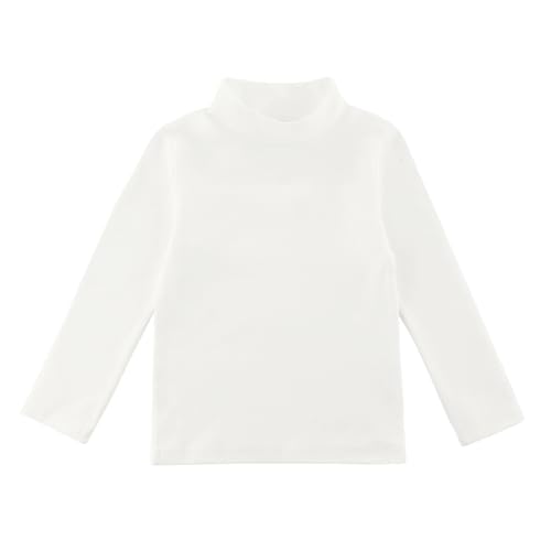 Boys Girls Soft Cotton Long Sleeve Turtleneck Shirts Solid Color Autumn T-Shirt for Kids 2T-8 Years