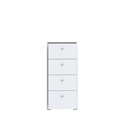 Forte Tempra 2 Kommode 4 Schubladen, Holzwerkstoff, weiß, Bx H xT: 38,6 x 85,5 x 34,8 cm