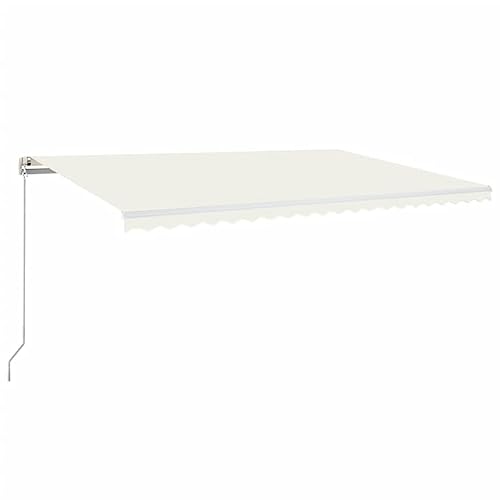 Image of 'vidaXL Manual Retractable Awning - Cream White, 500x300 cm, With UV and Water-Resistant High-Density Polyester Fabric and Powder-Coated Aluminium Frame, Easy to Adjust and Operate