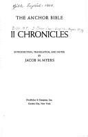 Ii Chronicles - A New Translation With Introduction And Commentary - Anchor Bible B001GNUP4G Book Cover