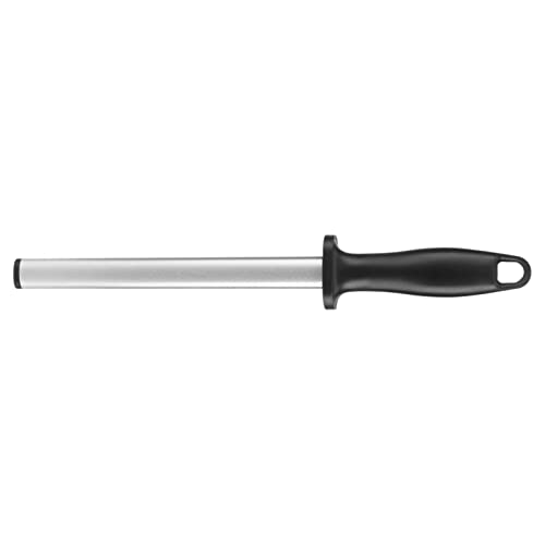 Rengue Afilador de Cuchillos, Varilla, 8 Pulgadas, Negro y Plateado, de ABS, Portátil con Afilador de Cuchillos para Colgar, Acero de Diamante Artificial Nan Kitchen