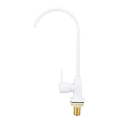 YWJFSA Grifo de agua Potable Grifo para Osmosis, Grifo Fregadero Cocina Grifo de Cuello de Cisne, Refrigeración Única Giratoria,Blanco