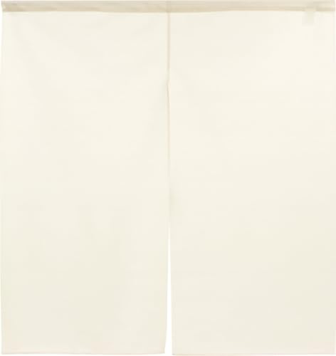 のれん工房 のれん 無地 シンプル ナチュラル 幅85×丈90cm 間仕切り 目隠し 暖簾 noren 透け感 市松レース 二つ割れ アイボリー 47925 - のれん工房 - 商品画像