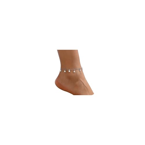 Image of 18K Gold Plated Anklets for Women Dainty Non Tarnish Ankle Bracelets Cuban Link Chain Anklets Layered Heart Beads Rhinestone Anklet Trendy Foot Jewelry