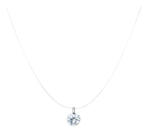 AURUM SEMIJOIAS Colar Choker Fio de Nylon Ponto de Luz, Nylon de 45cm com Zircônia e Fecho tipo Rosqueável Fiolheado a Prata - Feminino, Mulher, Presente Aniversário, Mães, Esposa, Namorada - Semijoias Finas, Estilo Casual e Elegante, Tendência.