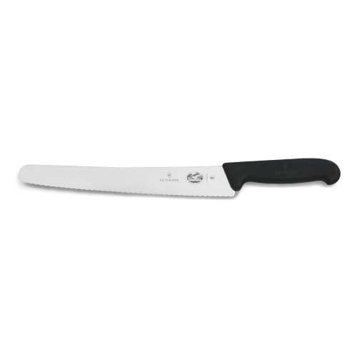 Victorinox Fibrox Konditorsäge mit Wellenschliff Langes Küchenmesser für Kuchen und Backwaren 26 cm Scharf Rostfreier Stahl Schwarz