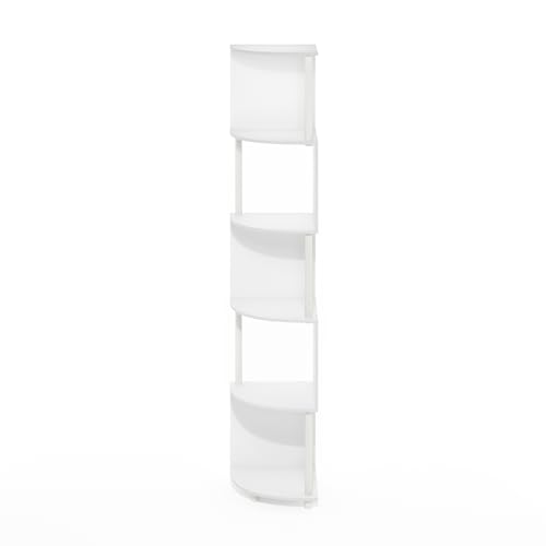 Image of Furinno ECON Corner Shelf, 5-Tier Corner Book Shelf, Zigzag Storage Shelves, Display Rack, Bookshelf, for Organization and Storage, Living Room, Home Office, White