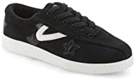 TRETORN Nyliteplus Canvas Sneakers Women's Lace-Up Casual Tennis Shoes Classic Vintage Style, Black/White, 8 Wide | Image 1