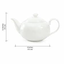 BAMBY White Porcelain Tea Pot or Kettle 1000 ml, 1 Piece with Lid & Handle Perfect for Serving Milk, Tea, Coffee, Green Tea (White) - Image 3 thumbnail