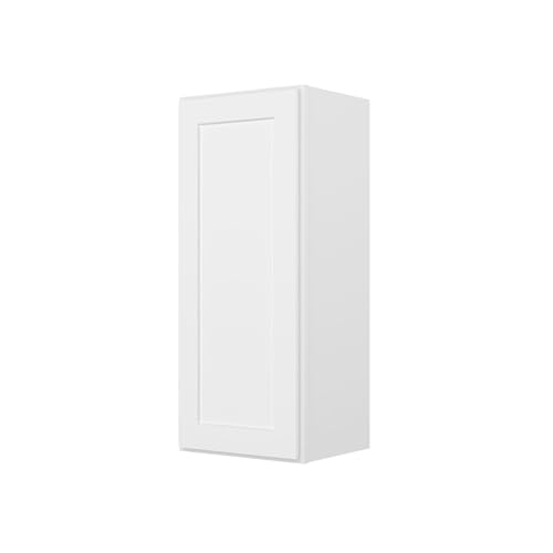 Image of Furinno Shaker Wall Kitchen Cabinet 1-Door-2 Shelves, Ready to Assemble, 12 D x 15 W x 36 H, White