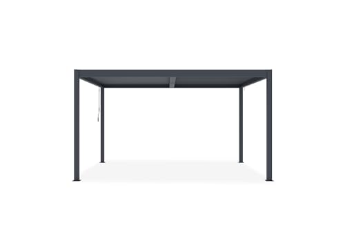 CAZEBOO Pergola Bioclimatique Autoportante Piana 394 x 304 cm 4 x 3 m 12 m² Gris Anthracite Aluminium Lames Orientables Abri Terrasse Jardin Protection Robuste Résistance Vent 70 km/h Rotation 110° – vue 4