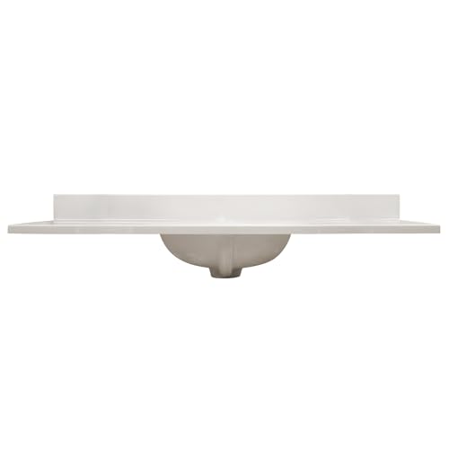 Image of Design House Cultured Marble Vanity Top, 49 in W x 22 in D, Integrated 4 in Centerset Oval Sink & Backsplash, Ivory Swirl, 586347
