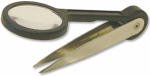 UNIT OF MEASURE KB341-BKT Nickel Plated Tweezers with Attached Magnifying Lens Bucket, 3.5-in, 30-Pc. - Quantity 6