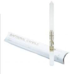 RPBaptism Candle with cross and dove motif