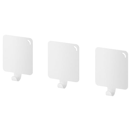 Ikea Plutt Alloy Steel Self Adhesive Hook 803.471.01 (Regular, White) 3 Pack