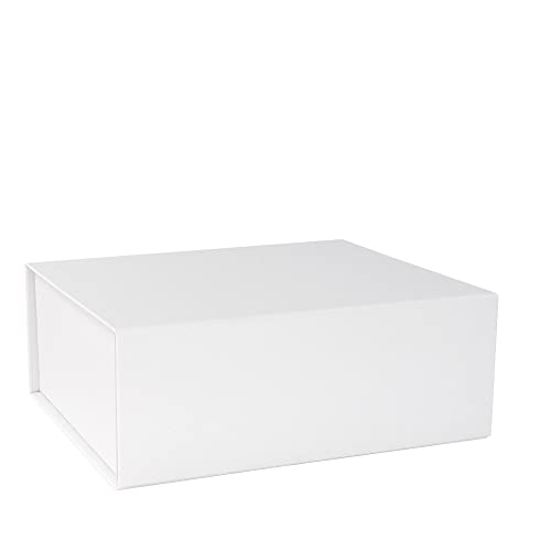 Ideen mit Herz - Caja plegable con cierre magnético, caja de regalo, 21 x 17,3 x 8,2 cm, embalaje para regalo de boda, Navidad, cumpleaños y más, color blanco