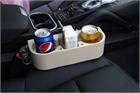 Ecloud Shop® Multifunctional Car Cup Holders, 3 in 1 Car Seat Gap Organizer Storage Box, Water Bottle Double Cup Mobile Phone Mount Holder for Cars Trucks (Beige)