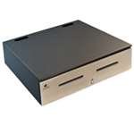 APG JD320-BL1816-C-K2 4000 Series Heavy Duty Cash Drawer, MultiPRO, 24V, Stainless Steel Front, 2 Media Slots, Coin Roll Storage Till, 18.0" Width x 16.7" Depth x 4.2" Height, Black