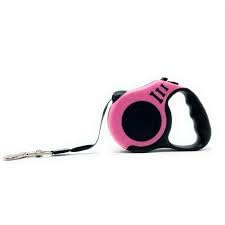 Coleira Guia Retrátil Para Pet Cachorros Cão Gatos 5 Mt Até 15kg (Rosa) (Rosa)