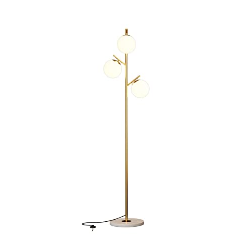 Lampadaire arbre 3 têtes lecture doré pour grand salon moderne
