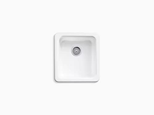 Kohler 6584-0 Iron/Tones Top-Mount/Undermount Single-Bowl Kitchen Sink, 17" W X 18-3/4" L, White #TOP2