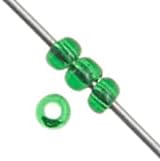 Czech Glass Seed Beads 13/0 (1.7mm Diameter) Transparent Medium/Dark Green Strung DIY Jewelry Making Beads - 500g Bulk Bag by Preciosa (Jablonex)