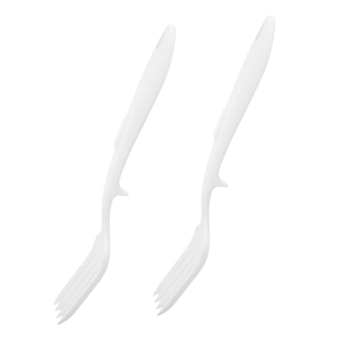 Alipis Tenedores de Silicona para Cocinar y Servir Pasta 2 Unidades Mango Antideslizante Color Blanco Puntos Alta Resistencia al Calor Utensilios de Cocina para Uso Diario