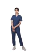 THE SCRUB LIFE Stretchable Female Navy Blue V-Neck t-Shirt with Straight Pant Set | LST013-image-22