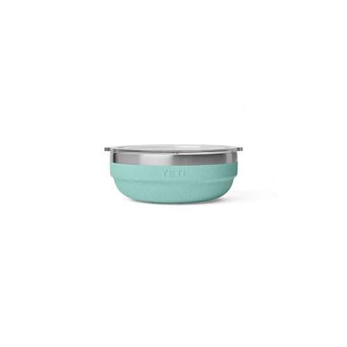 Image of YETI Rambler Low Bowls, Vacuum Insulated, Stackable and Nestable Stainless Steel Bowl with Lid, 0.7 Quart, Sea Stone