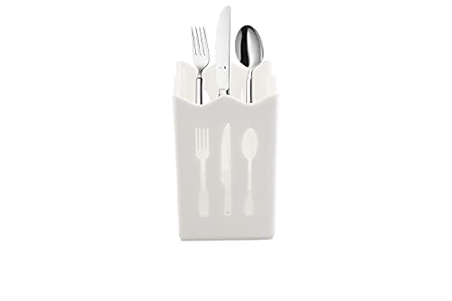 Namani Acrylic Cutlery Holder Cutlery Stand with Cutlery Cutout Self Draining Tableware Storage Box-Spoon/Knife/Fork/Chopstick Kitchen Organizer for Dining Table Spoon Stand (6 Inch)-White